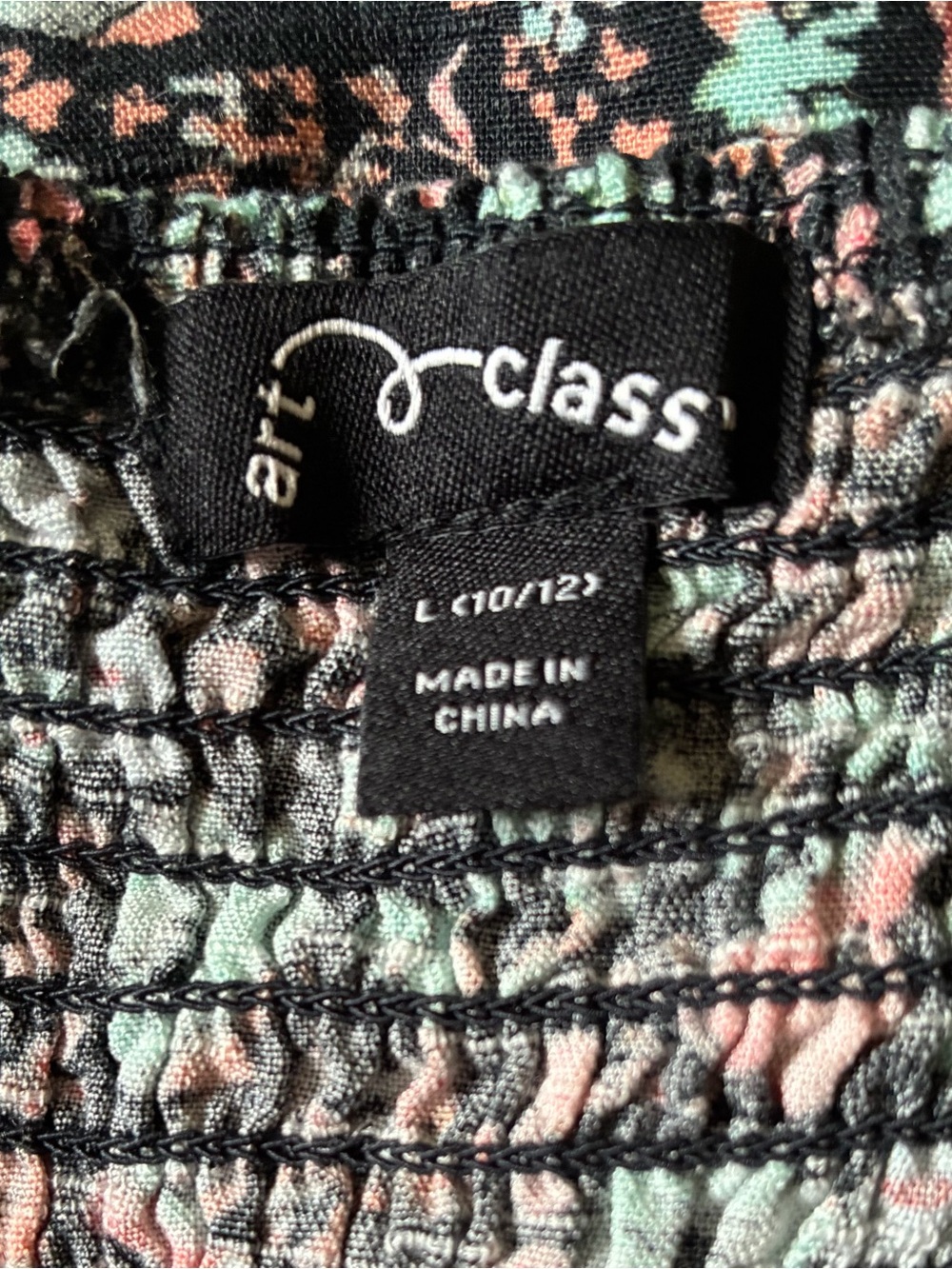 Art Class Jumpsuit Girl Large 10/12 Ribbed Black Multicolor Floral 1 Piece - Picture 3 of 3